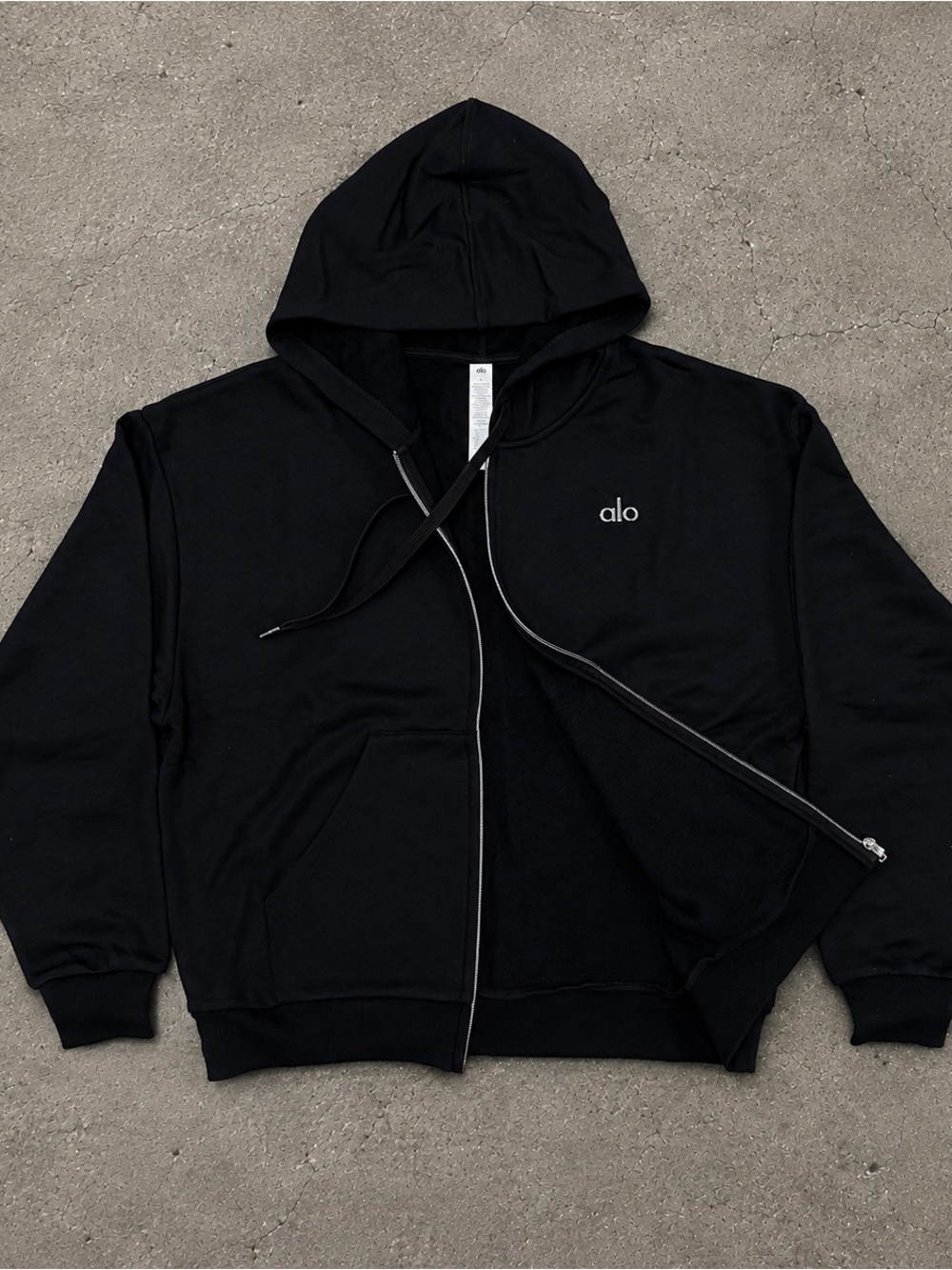 ALO Yoga Black Full-Zip Hoodie Sweater